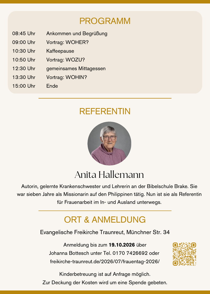 Flyer Rückseite: Programm, Referentin Anita Hallemann, Ort und Anmeldung